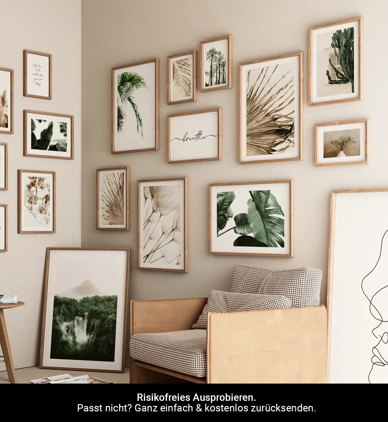 Moderne Botanik Poster mit eleganten Pflanzen Motiven in wunderschönen Beige, Grün & Rosa Tönen. Ein Wandbilder Set das dein Interieur ungemein aufwertet