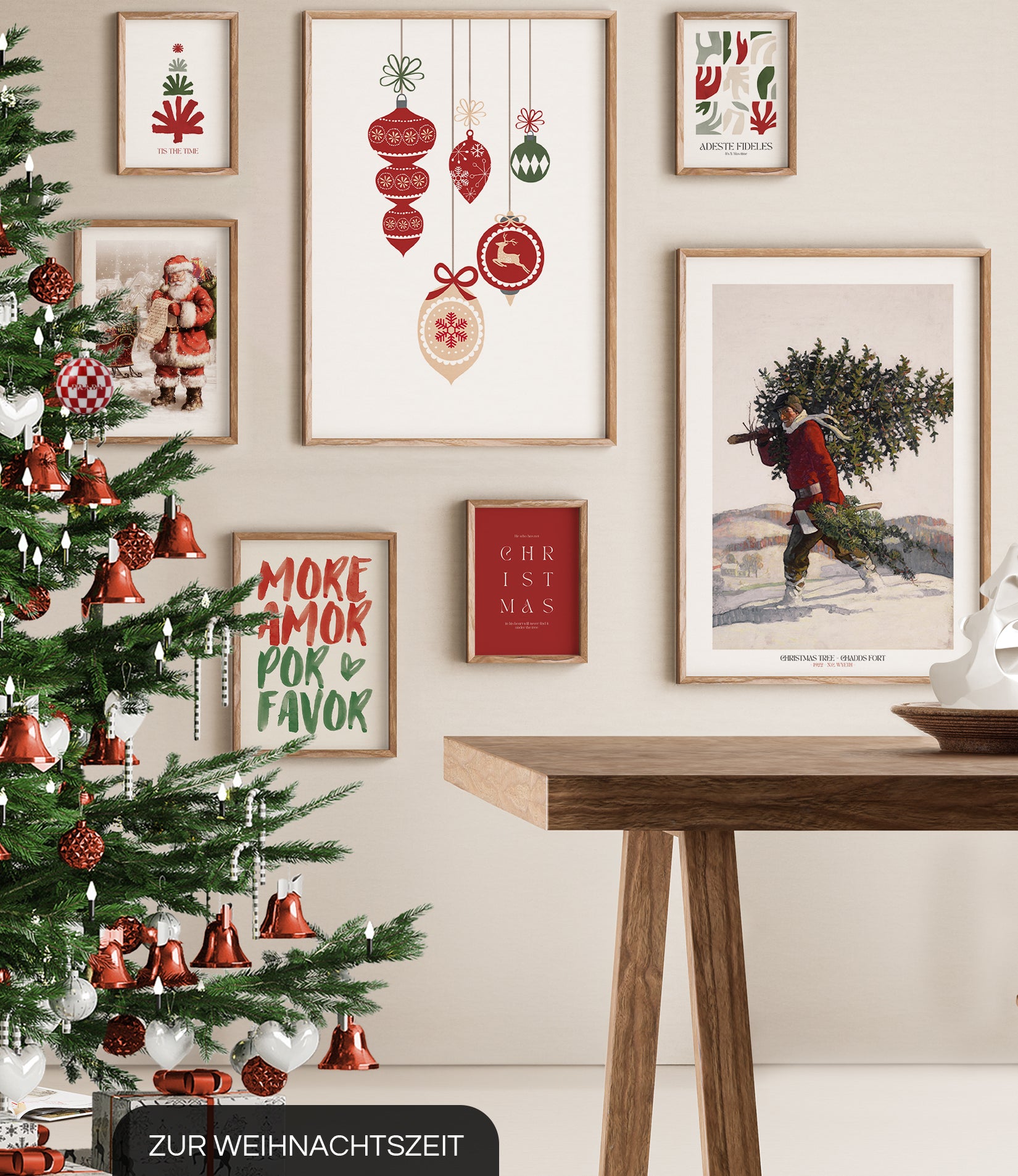 Blckart Beidseitige Weihnachtsposter Set aus 7 Weihnachtlichen Wandbildern Innovative Weihanchtsdeko Poster Set Weltneuheit Bilderwelten