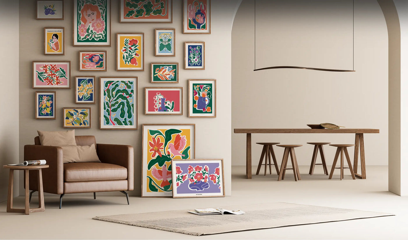 Farbenfrohe Poster & Bilder Sets die einen Hauch von Kunst in dein Interieur bringen. Wunderschöne Bunte Wandbilder für deine Bildergalerie.