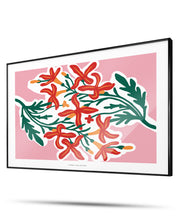 Red Flowers on Pink Modern Art Poster
