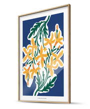 Yellow Flowers on Blue Modern Art Poster