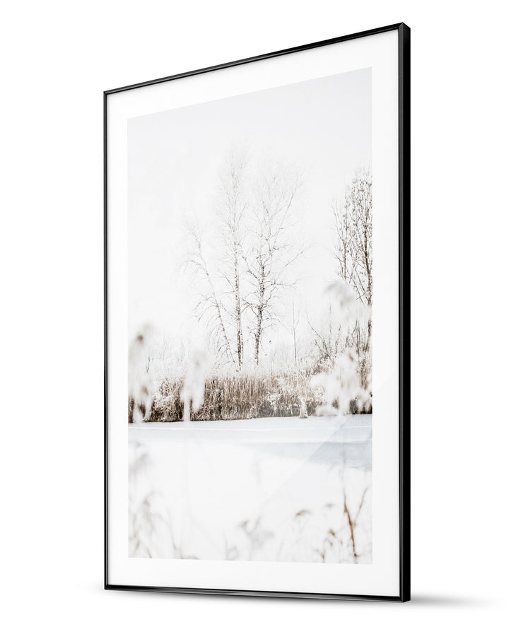 Cabin In The Snow & Frozen Lake Winter Poster